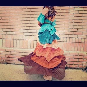 Bright Side Pleated Two Piece Skirt & Top Set